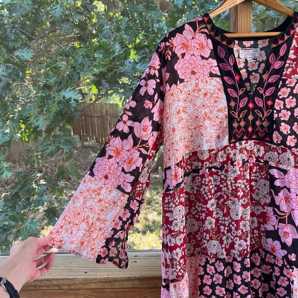 Johnny Was Workshop Flora Tie Back Midi Dress Pink Floral Size XL - Picture 6 of 14